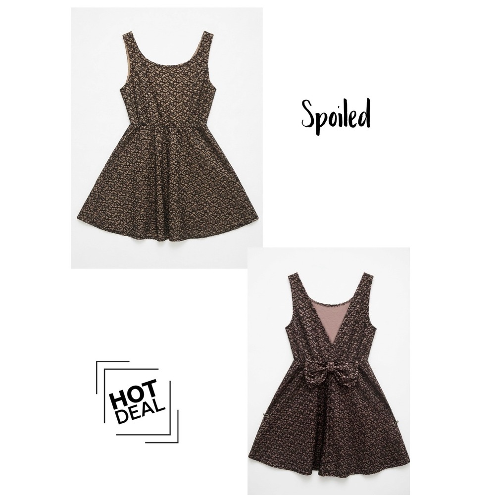 Black Spoiled Cocktail Dress with‎ Bow on Back